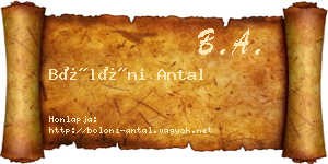 Bölöni Antal névjegykártya